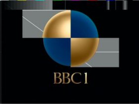 A test image combining the golden shell and blue sphere plus BBC1 legend