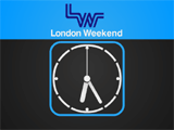 The first clock to feature London Weekends's stripy LW logo