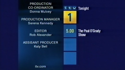 ITV1 - End Credits Promotion - ITV1 Tonight - 5.00 The Paul O'Grady Show (20K)
