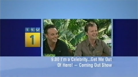 ITV1 ident - 9.00 I'm a Celebrity... Get Me Out Of Here! - Coming Out Show (20K)