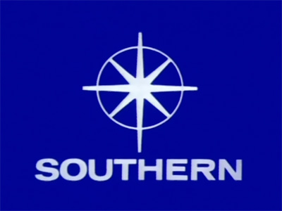 Southern's white compass symbol and name on a blue background (20K)