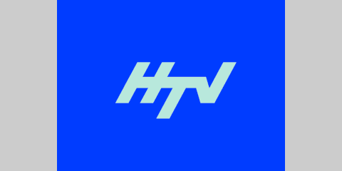 White HTV aerial symbol on a royal blue background