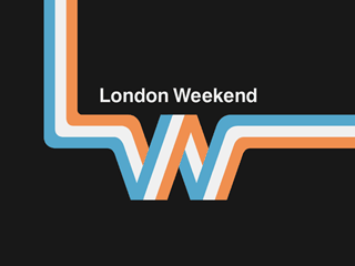London Weekend logo of blue, white and orange stripes