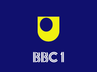 Yellow Open University symbol above stripy BBC1 logo