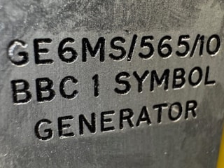 GE6MS/565/10 and BBC 1 SYMBOL GENERATOR stamped into metal