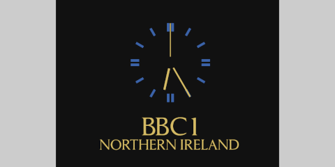 Clock on a black background with 'BBC 1 NORTHERN IRELAND' underneath