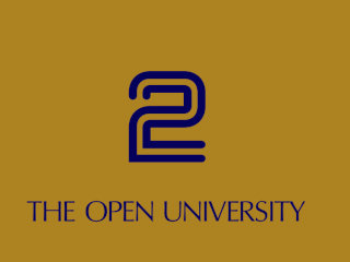 Twin-stripe 2 symbol above THE OPEN UNIVERSITY lettering