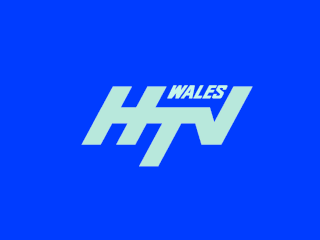 HTV's white aerial symbol on a royal blue background, with 'WEST' caption